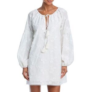 Bell by Alicia Bell Womens Mimi Cotton Tunic Embroidered Mini Dress XS White NWT
